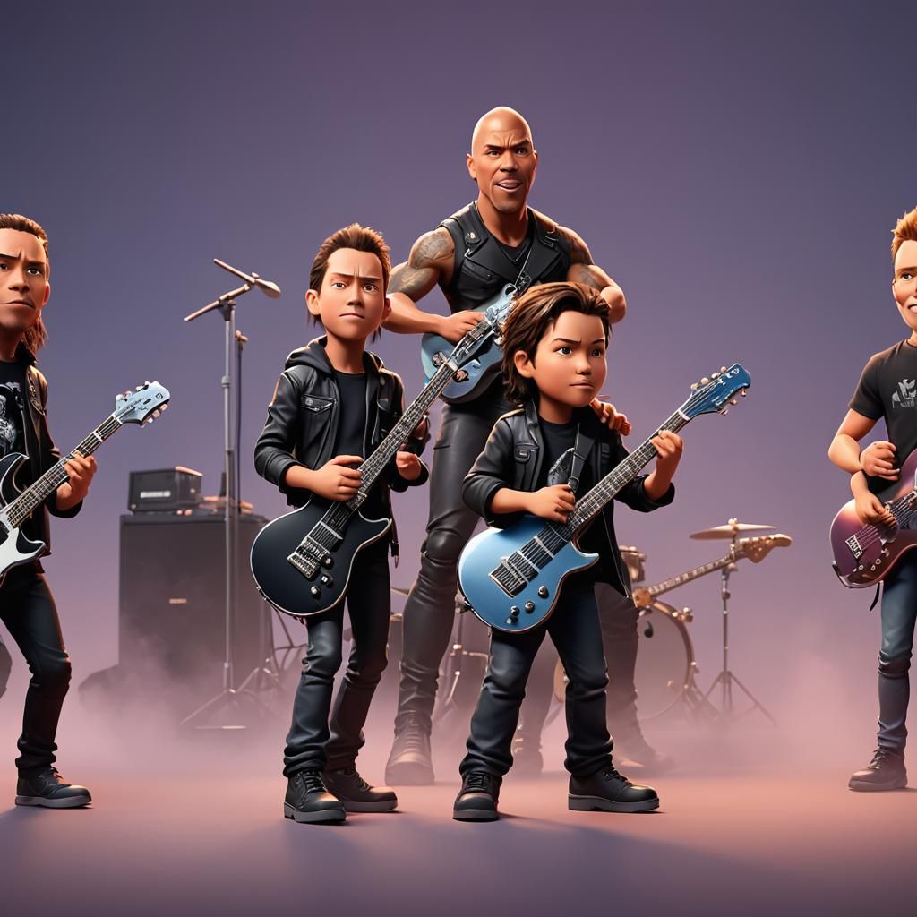 Metallica as Children: Pixar-Style 3D Art