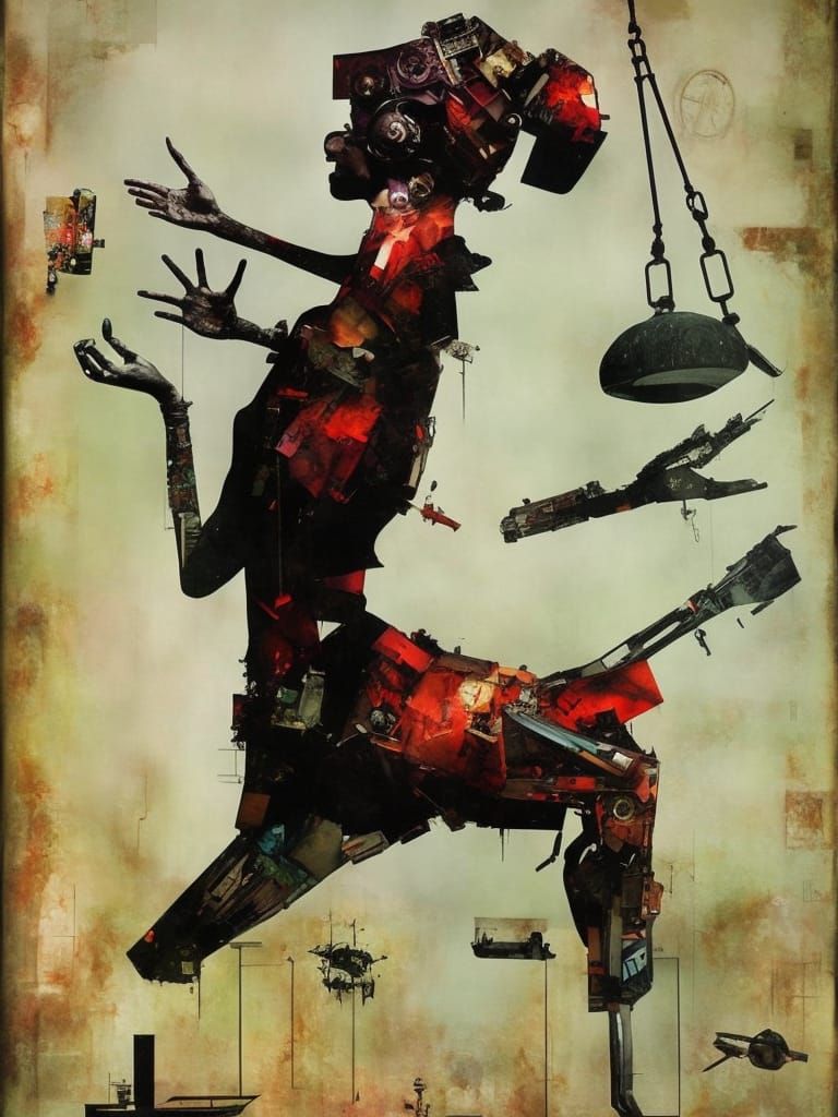 Sorrowful Centaur in Abstract Surrealism Style