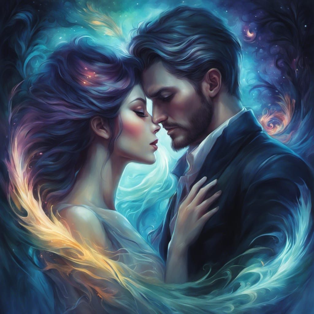 Bioluminescent Ghost Lovers Digital Painting