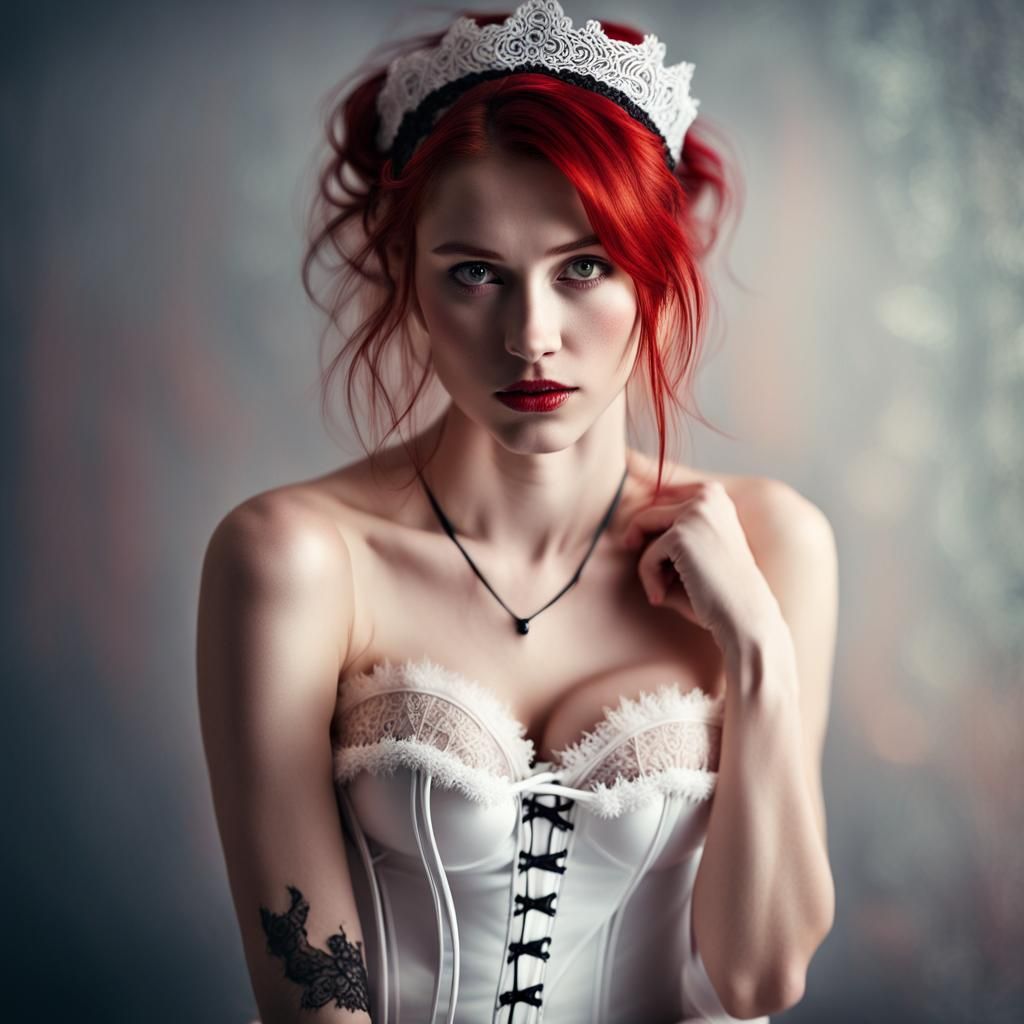 Sensual Woman in Corset, Digital Portrait