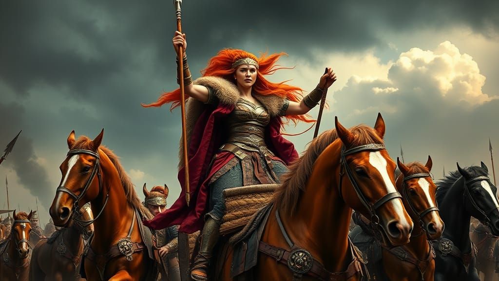 Queen Boudica Rallies Troops Before Battle