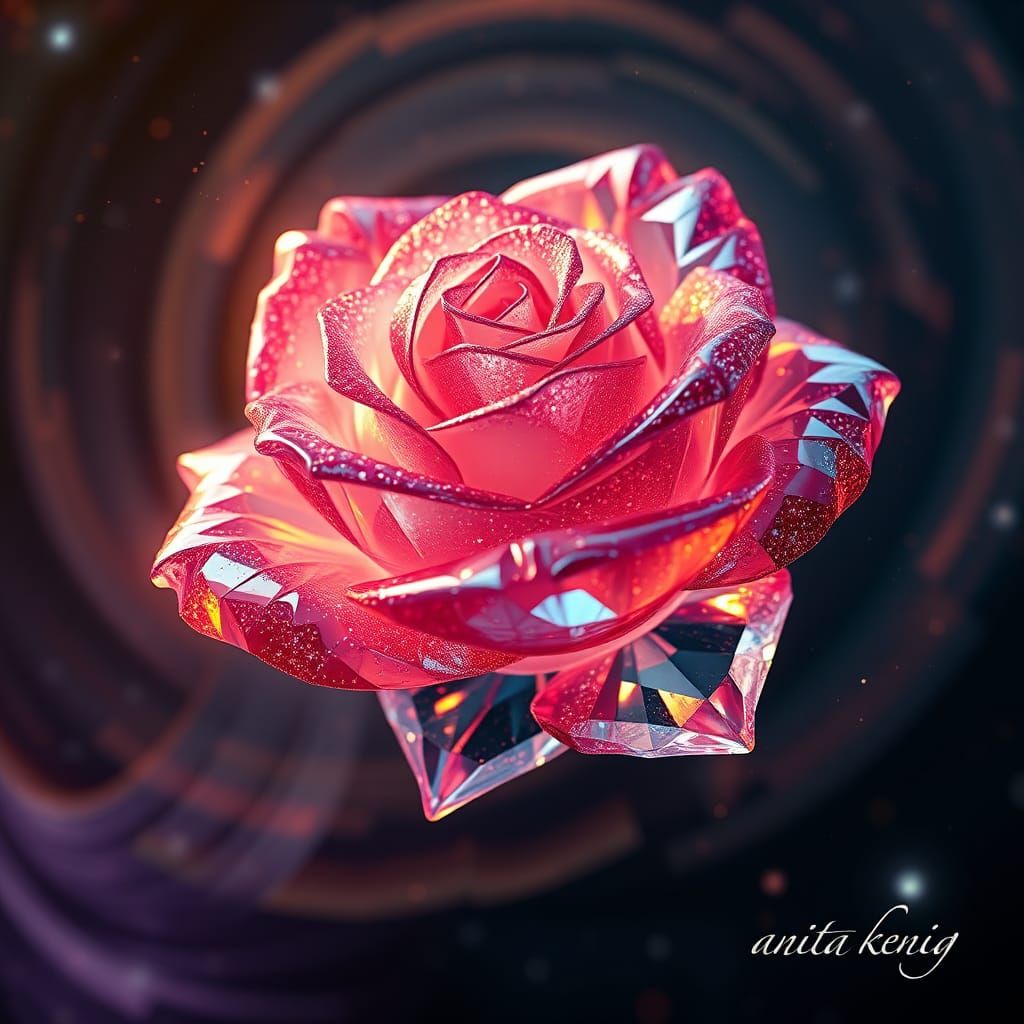 Crystal Rose in Galaxy, Fantasy Concept Art