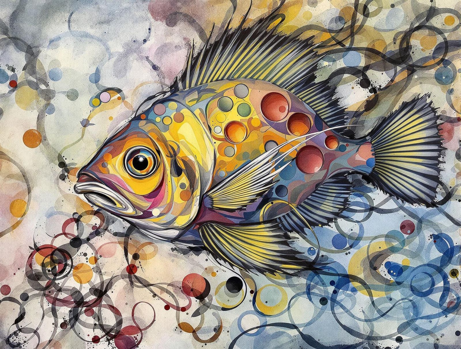 Surreal Ocean Life Charcoal Drawing