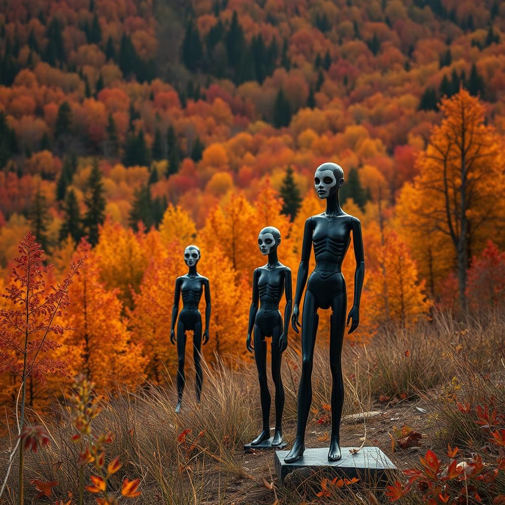 Autumn Wilderness with Goth Mannequins: Digital Matte Painti...