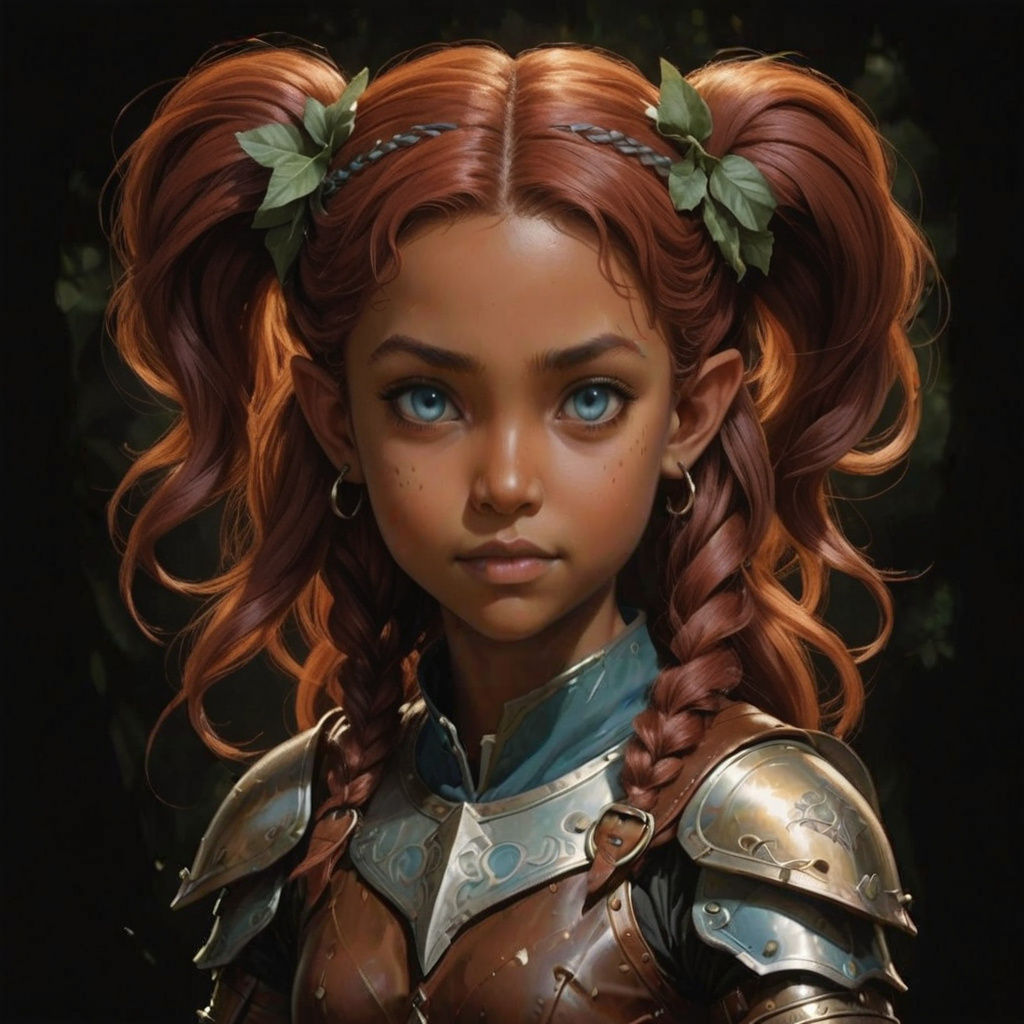 Ethereal Half-Elf Fighter Unveiled in Brown Leather Armor
