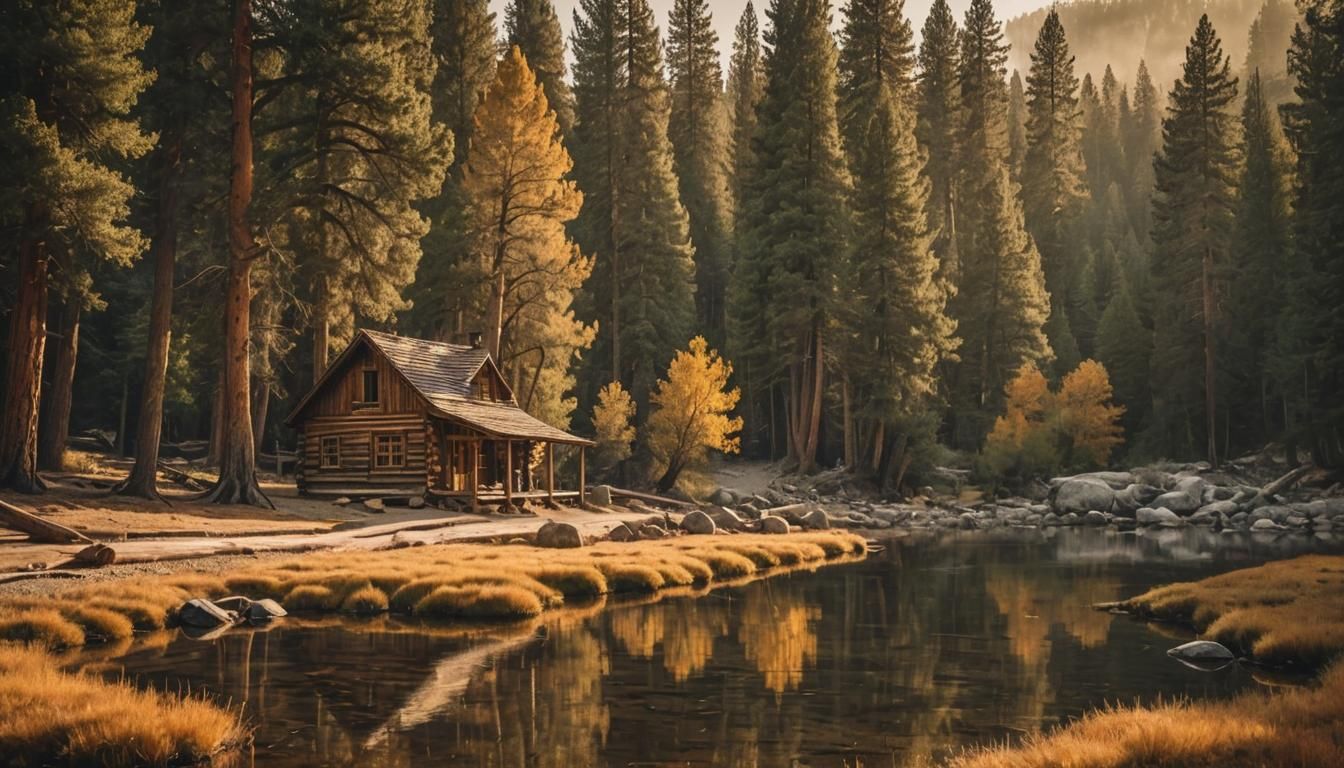 Cabin in High Sierra Foothills: Ansel Adams Style