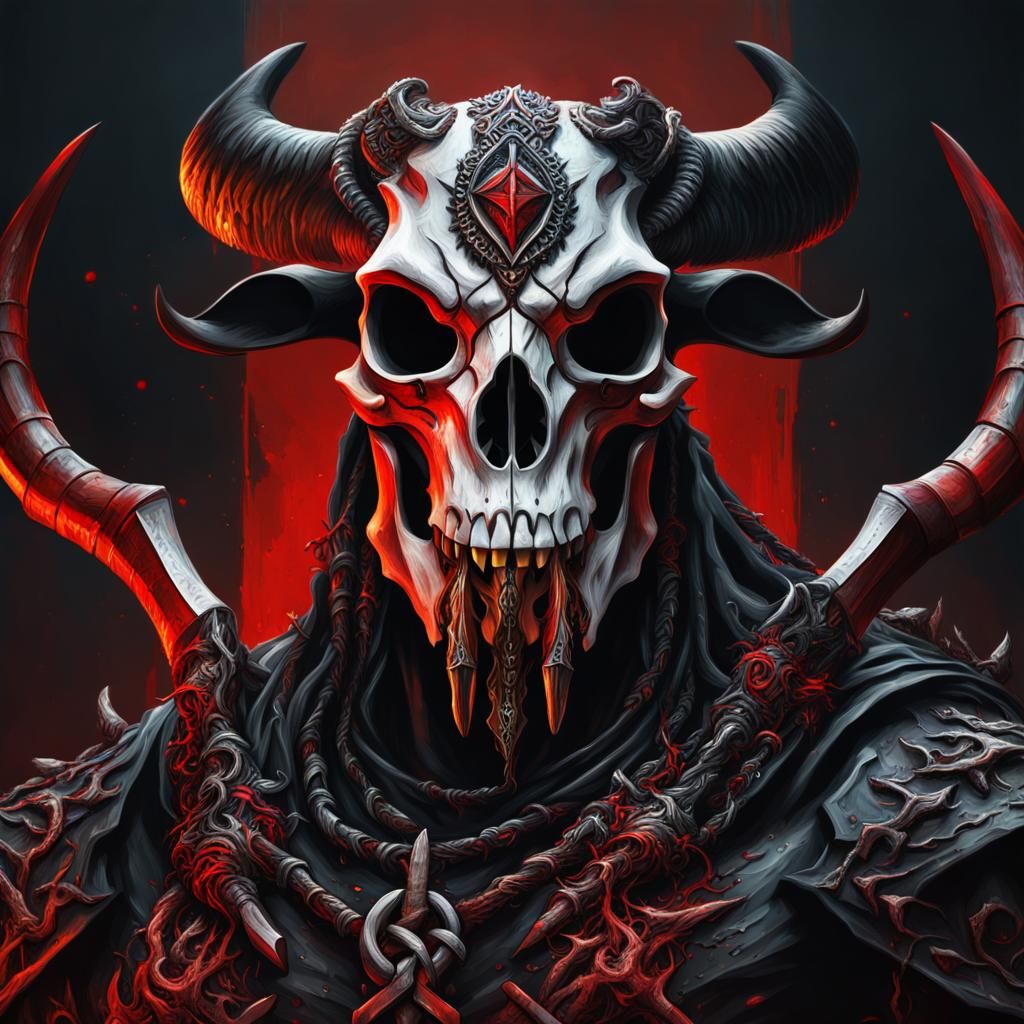 Cow Skull Mask in Terrifying Spartan Armor