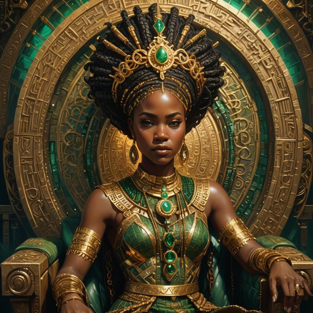 Fantasy Queen with Braided Hairstyle in Oil Painting