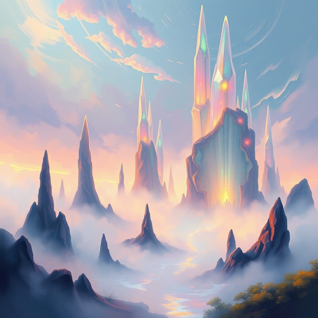 Dreamy Alien Skies in Impressionist Hyperrealism