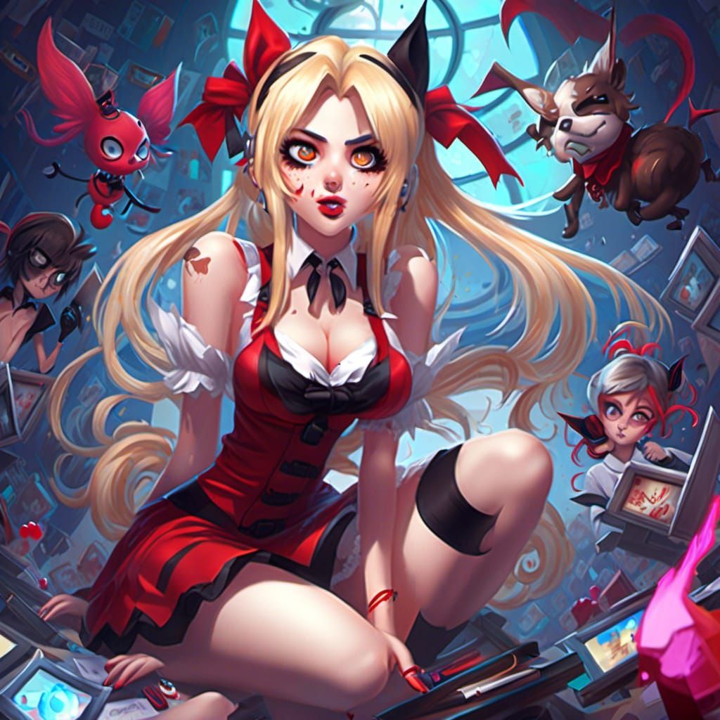 Anime Woman with Blonde Hair in 90s Style