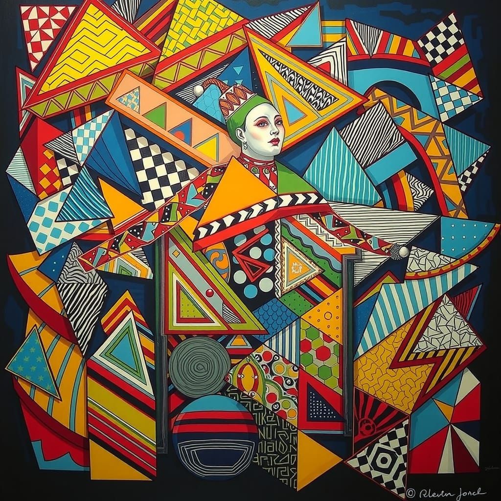Hypnotic Harlequin Figure in Geometric Optical Illusion