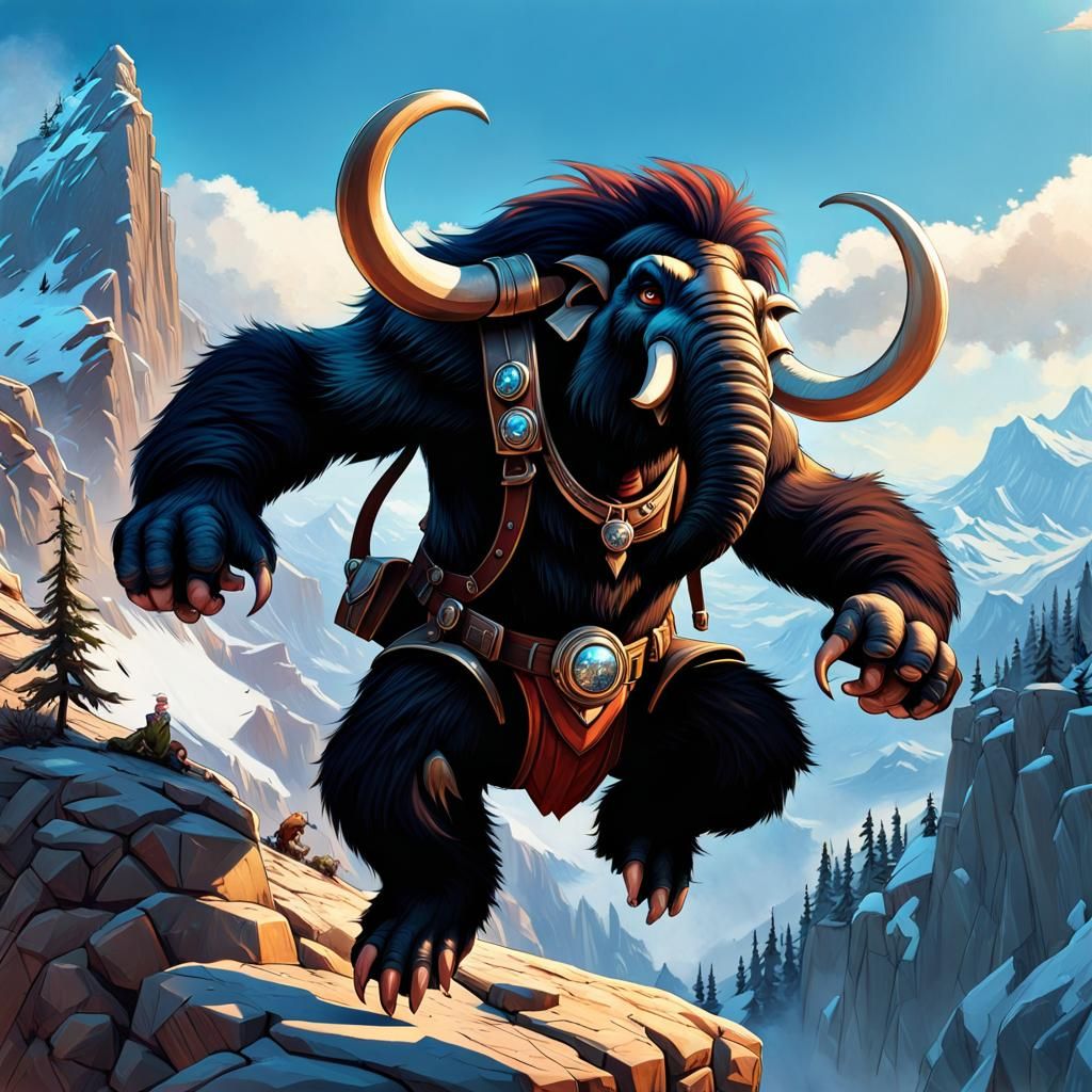 Dieselpunk Troll Leaps onto Mammoth: Dynamic Concept Art