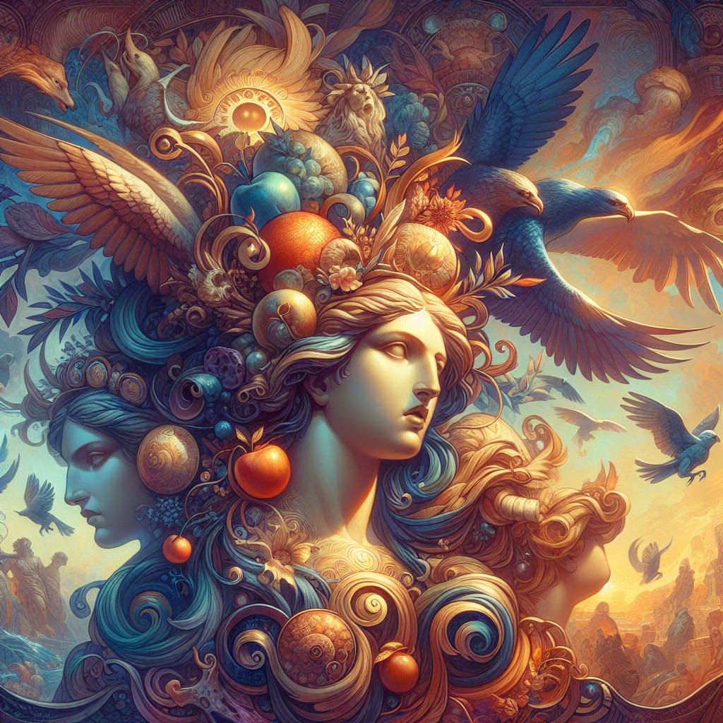 Minerva: Roman Goddess in Classical Fresco Style