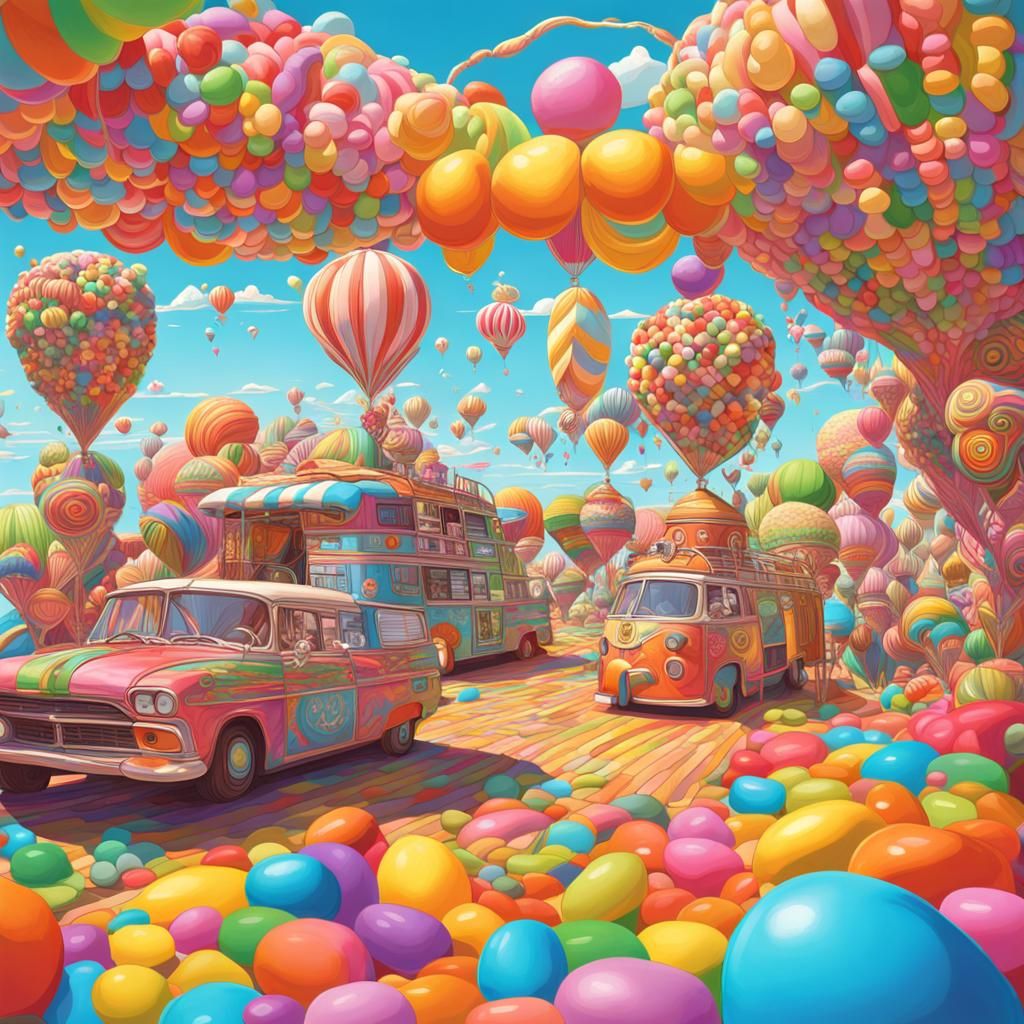 Psychedelic 1960s Arts Festival: Candy Art Illustration