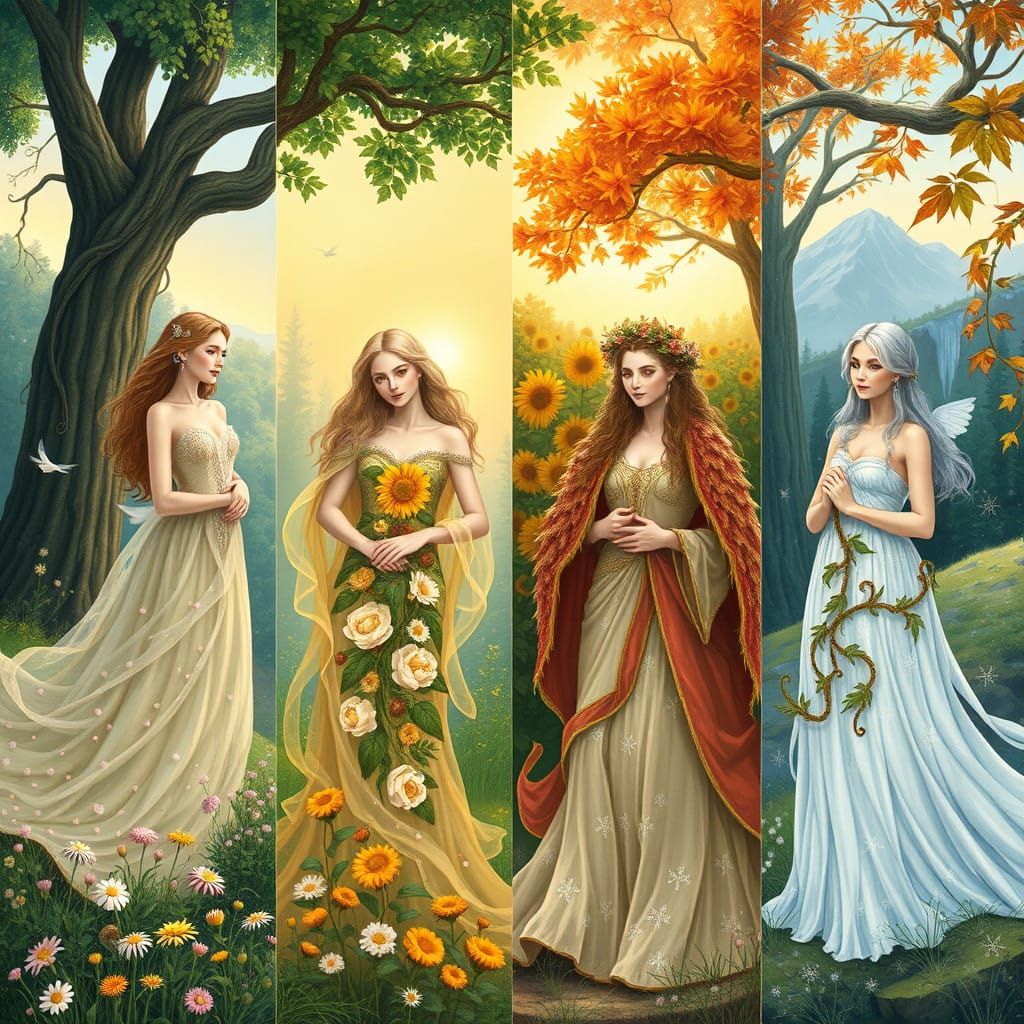 Four Seasons Come Alive in Enchanted Pre-Raphaelite Landscap...