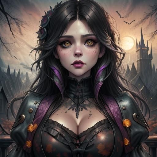 Gothic Vampire Woman with Dripping Heart