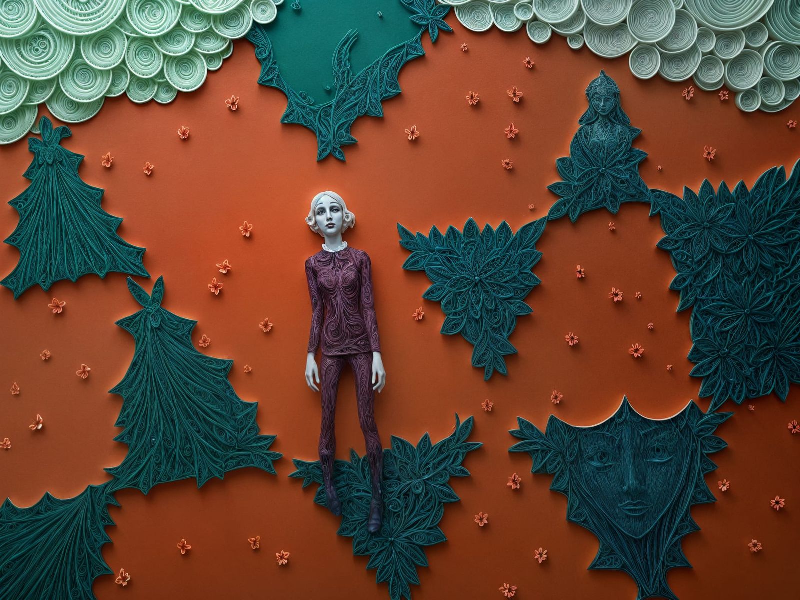 Surreal Paper Cut Artwork of Ghostly Lady