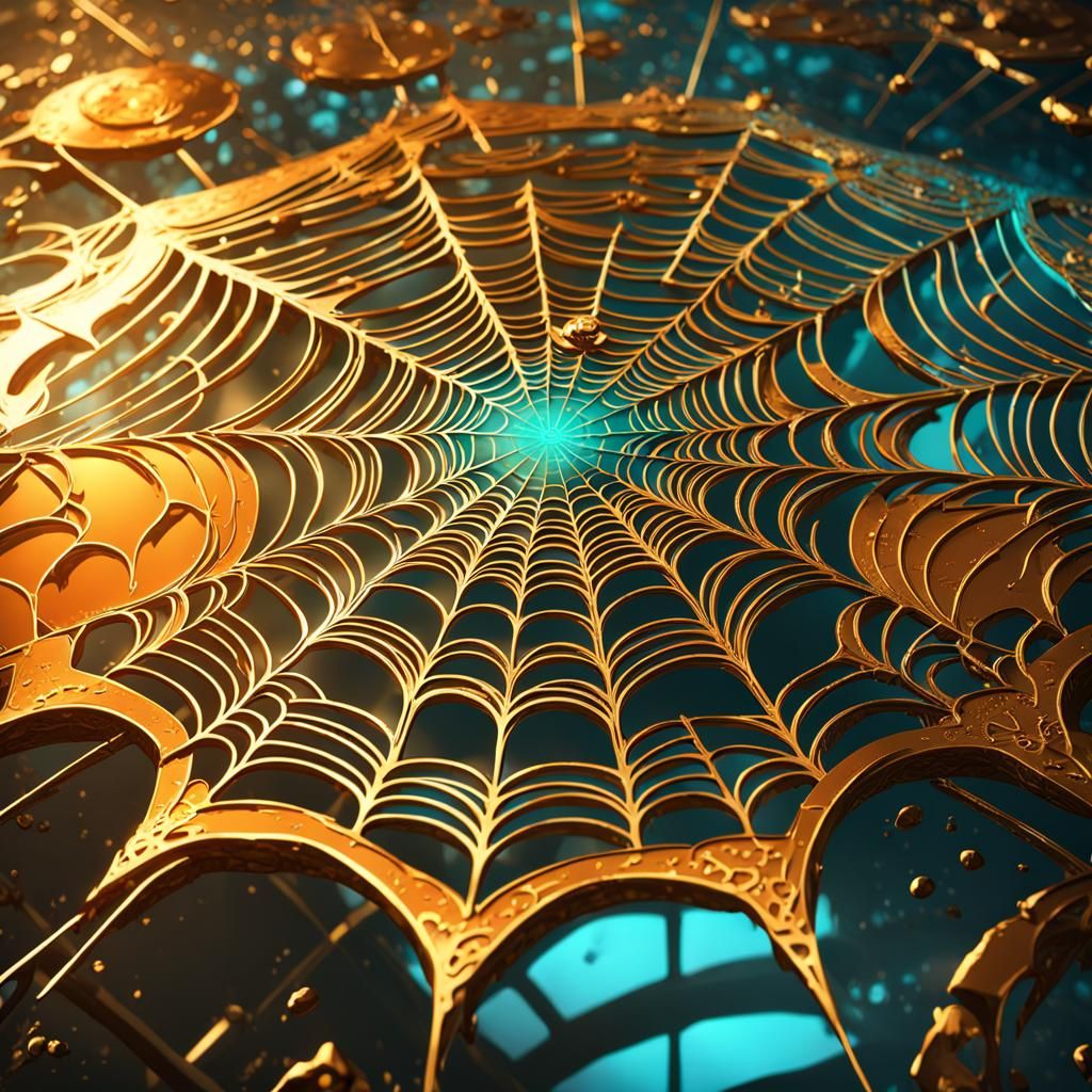Golden Spiderweb Concept Art in 8K Resolution