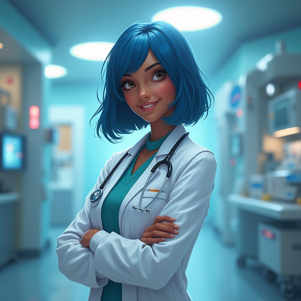 Futuristic Doctor in a Detailed Matte Painting