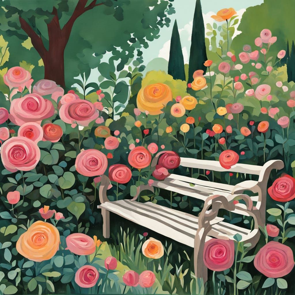 Blooming Florals in a Vibrant Garden Scene