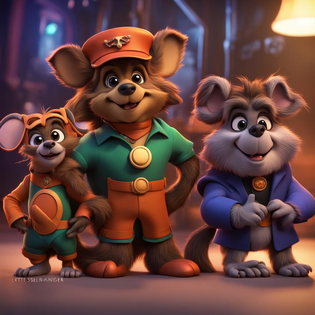 Talespin Critters as DC Teen Titans, 3D Digital Art