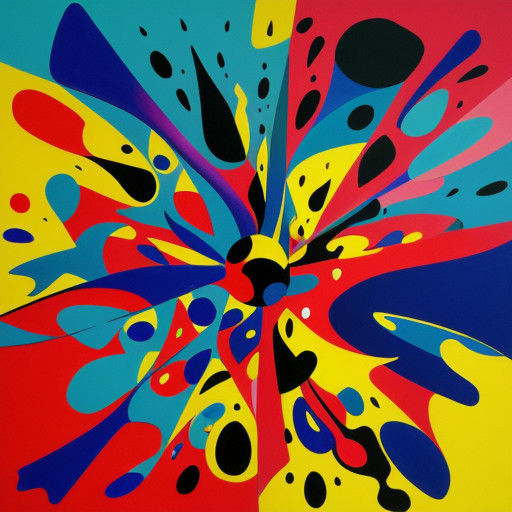 Vibrant Cubist Splatter Art in Joan Miro Style