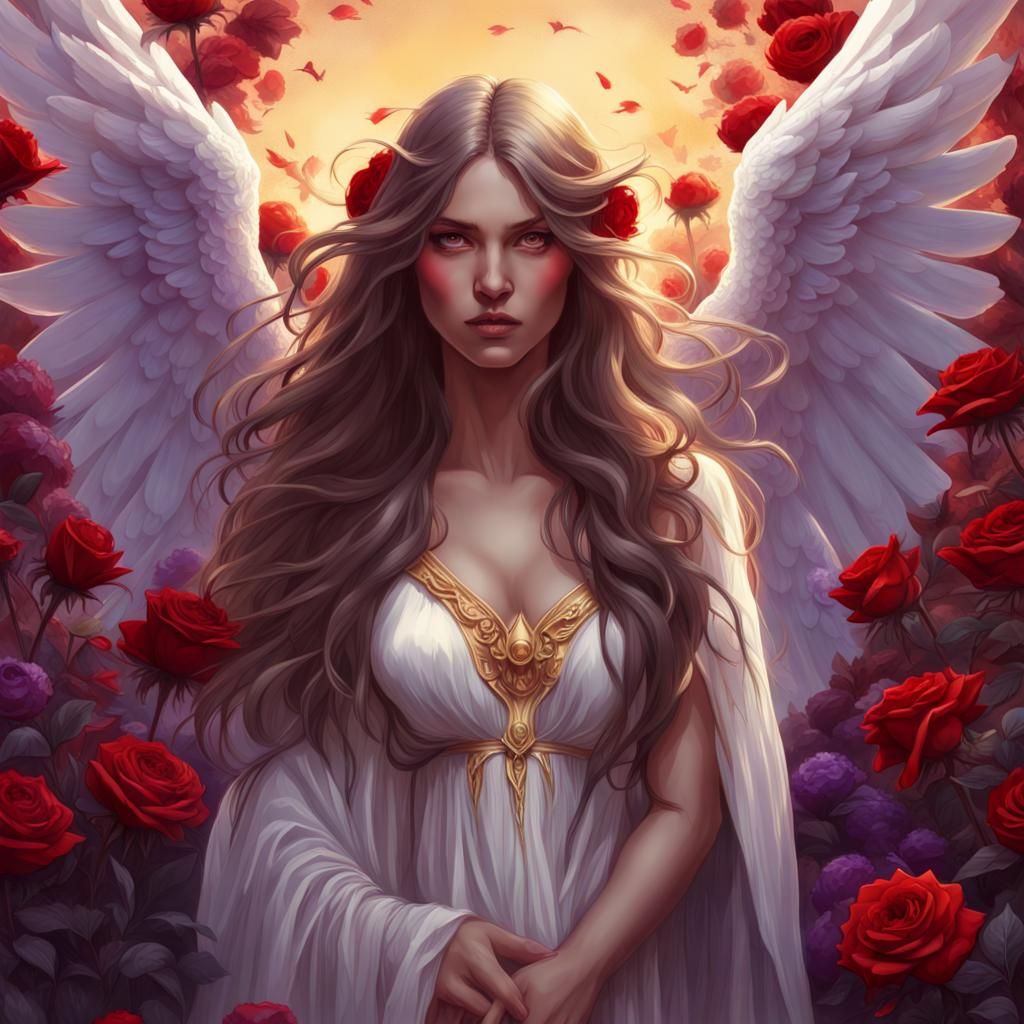 Angelic Portrait in Garden of Roses