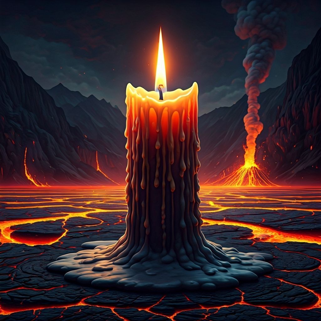 Volcanic Candle in Fiery Lava Crater