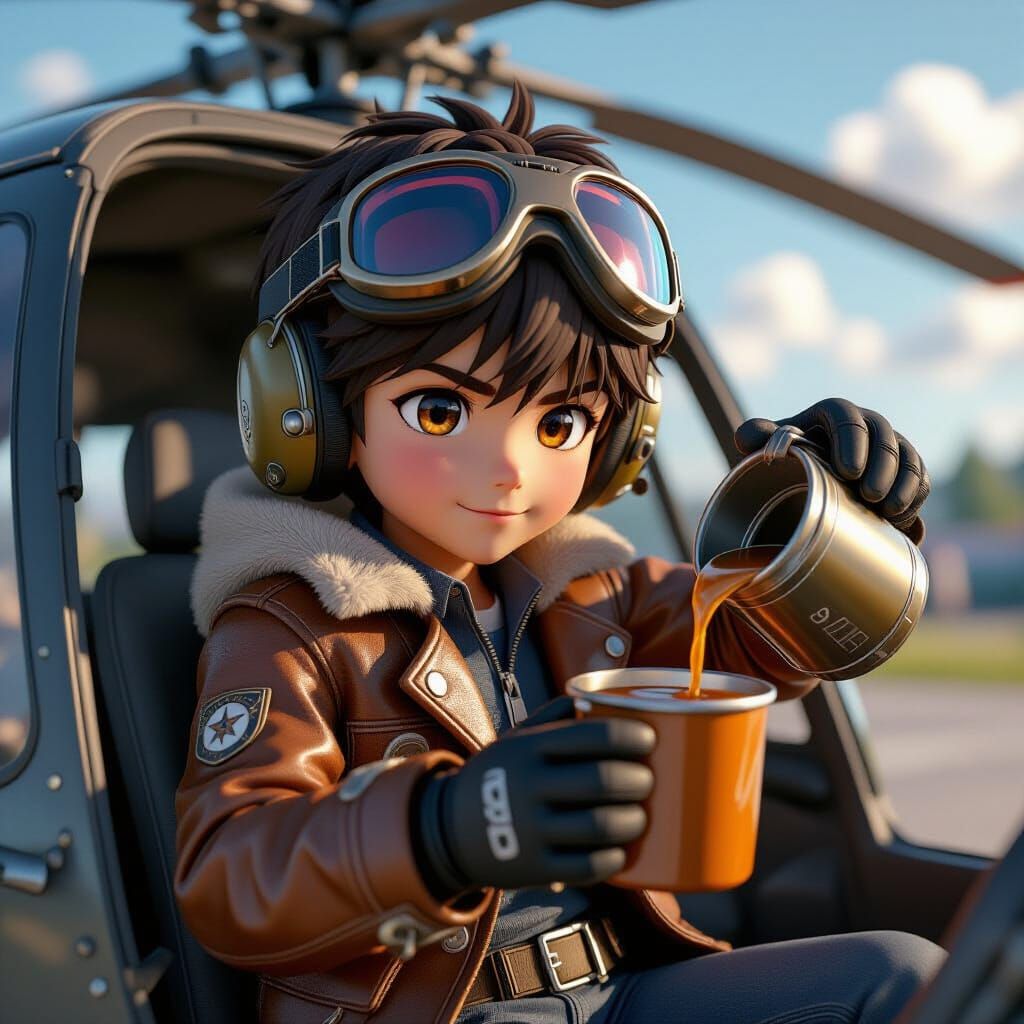 Boy Hijacks Helicopter in Vibrant 3D Anime Art