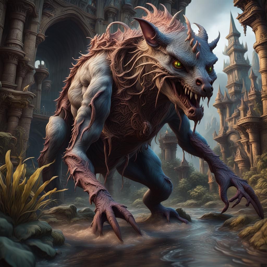 Detailed Matte Painting of a Chupacabra