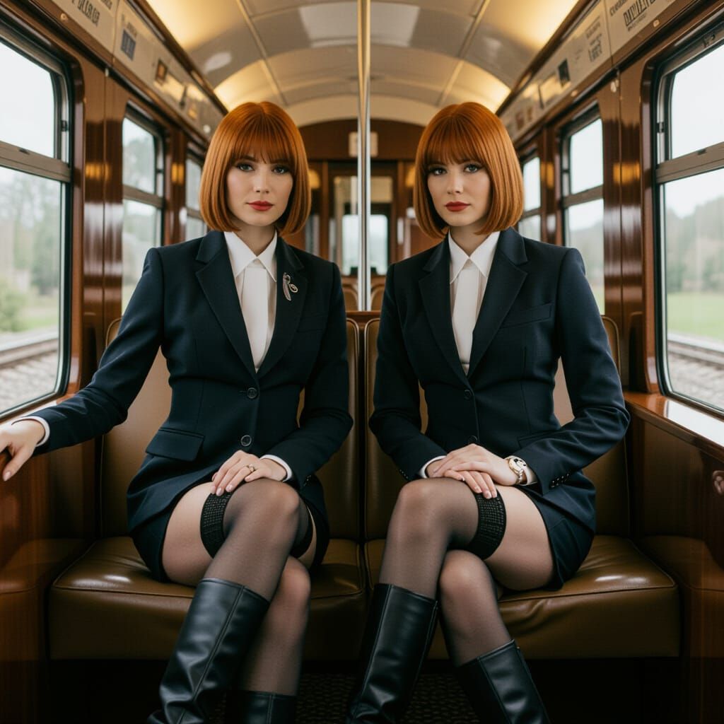 Ginger-Haired Women in Business Suits on Luxury Train
