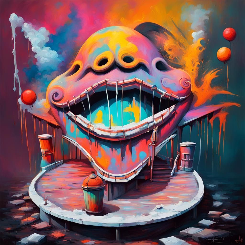 Mysterious Twilight Carnival in Vibrant Graffiti Style