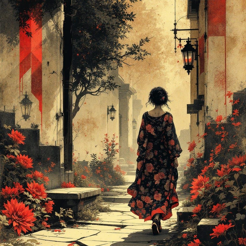 Street Blooms: Hokusai Meets Fantasy Realism