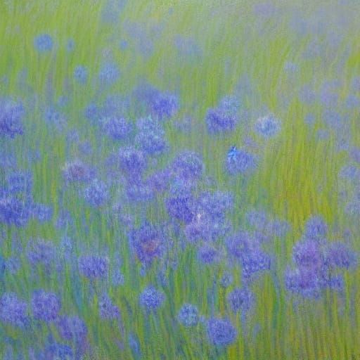 Moonlit Wildflowers in Impressionist Style