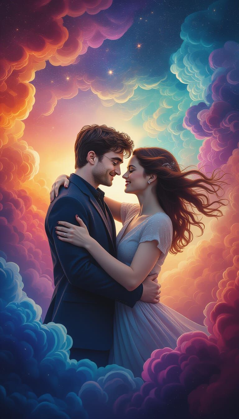 Cosmic Embrace: A Holographic Astral Illustration