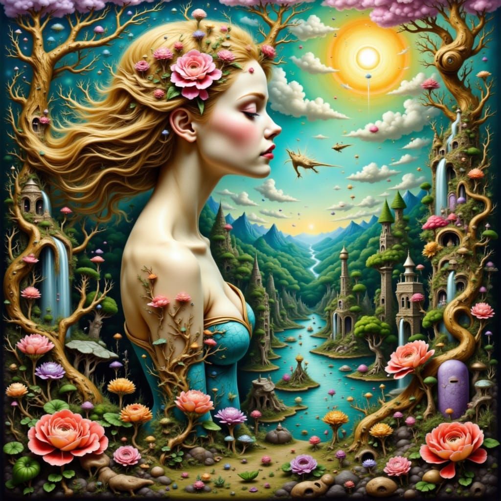 Mystical Ethereal Woman in Fantasy Landscape