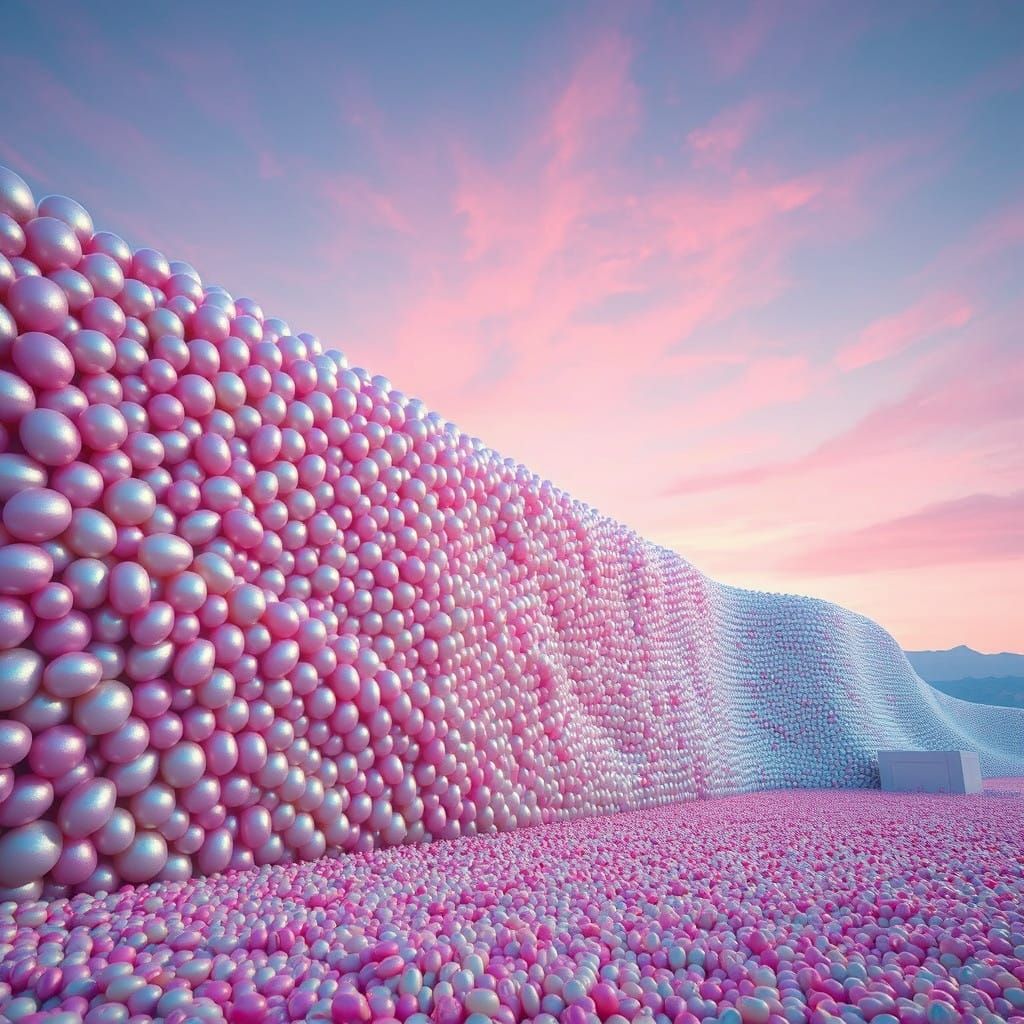 Surreal, Whimsical Bean Wall in Pastel Hues