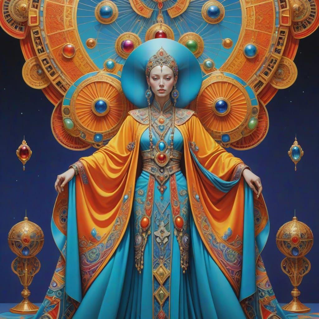 Surreal Goddess in Futuristic Royal Robes