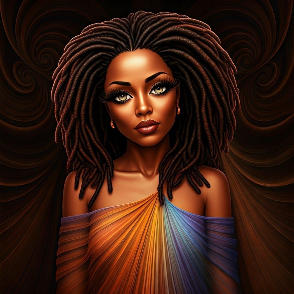 Nubian Woman with Abstract Dreadlocks, 3D Rendered