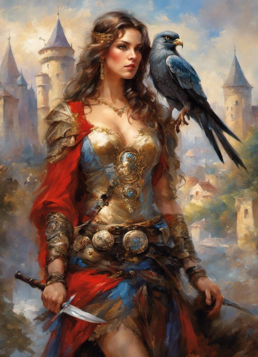 Warrior princess with bird
