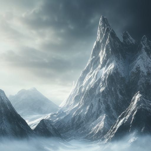 Icy Mountain Landscape: Dramatic Digital Painting