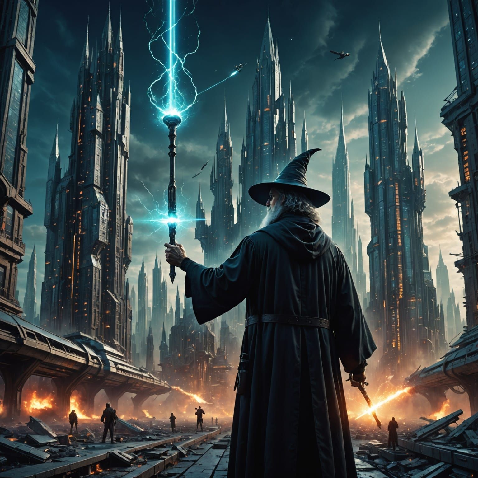 Wizard Architect Assembles Futuristic Cityscape