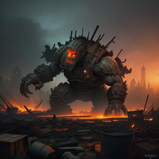 Dumpster Monster Lumbers Forward in Fantasy Concept Art