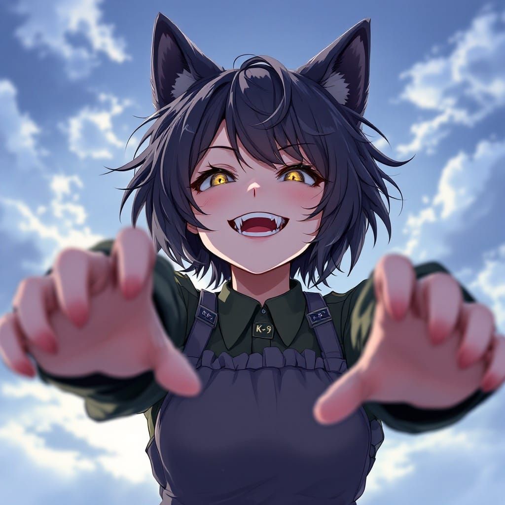 Wolf-Girl K-9 Unit Member Pinned Down Viewer