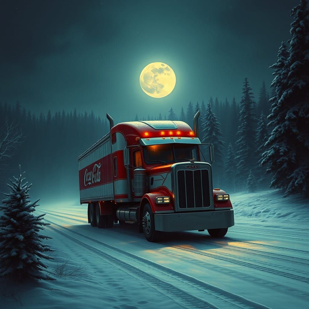 Vintage Semi-Truck Drives Through a Haunting Christmas Lands...