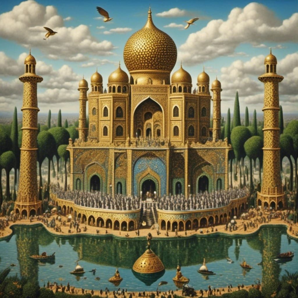 Golden Taj Mahal: Radiant Architectural Vision