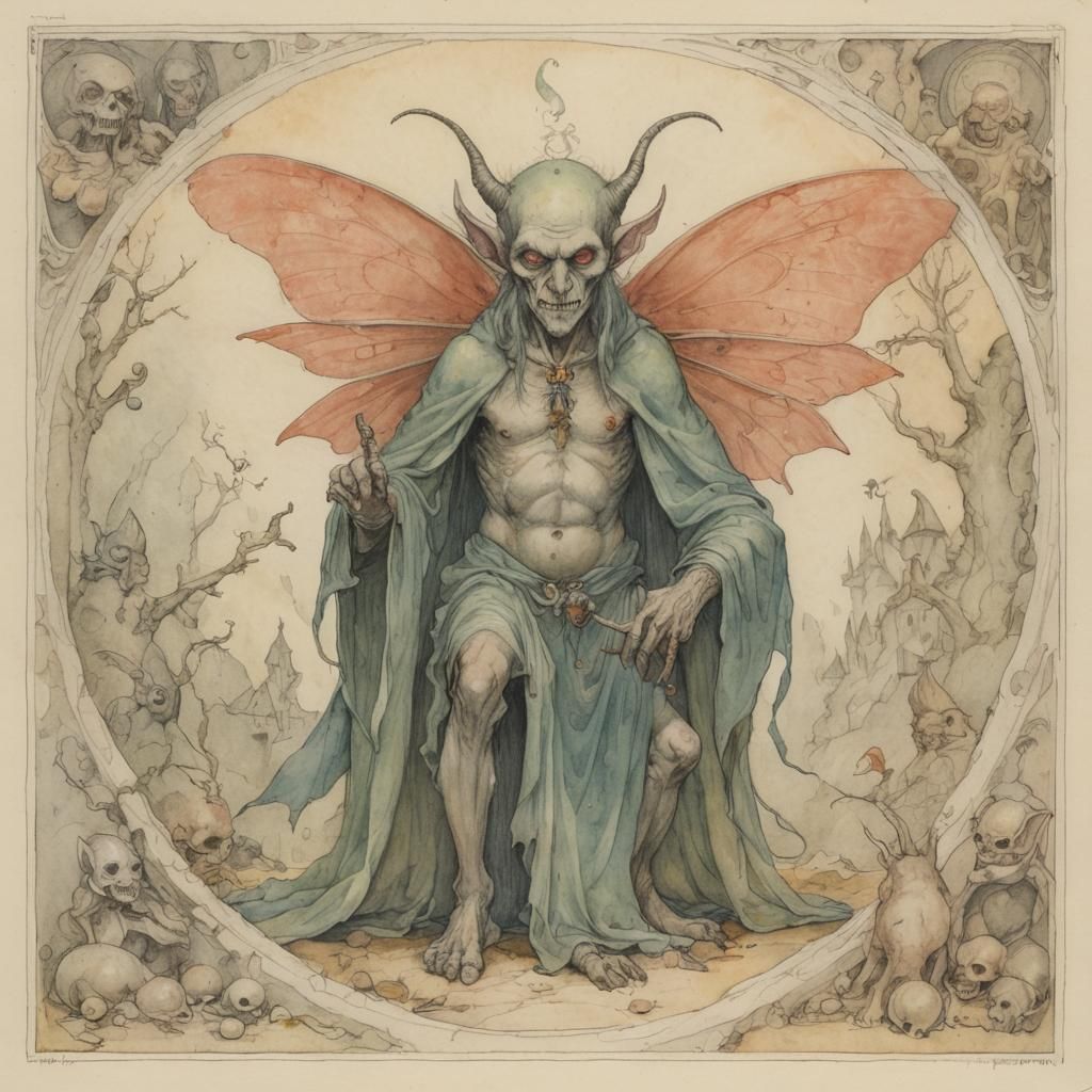 Grimdark Fairy Imp in Surrealist Style