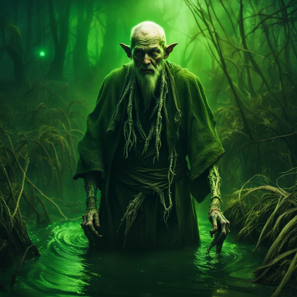 Creepy Elf Emerges from Swamp with Bones