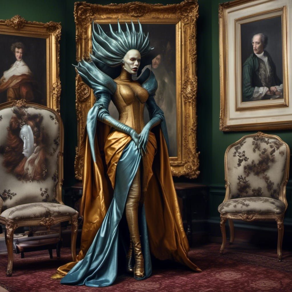 Old Masters' Alien Party: Hyperrealistic Museum Nightlife