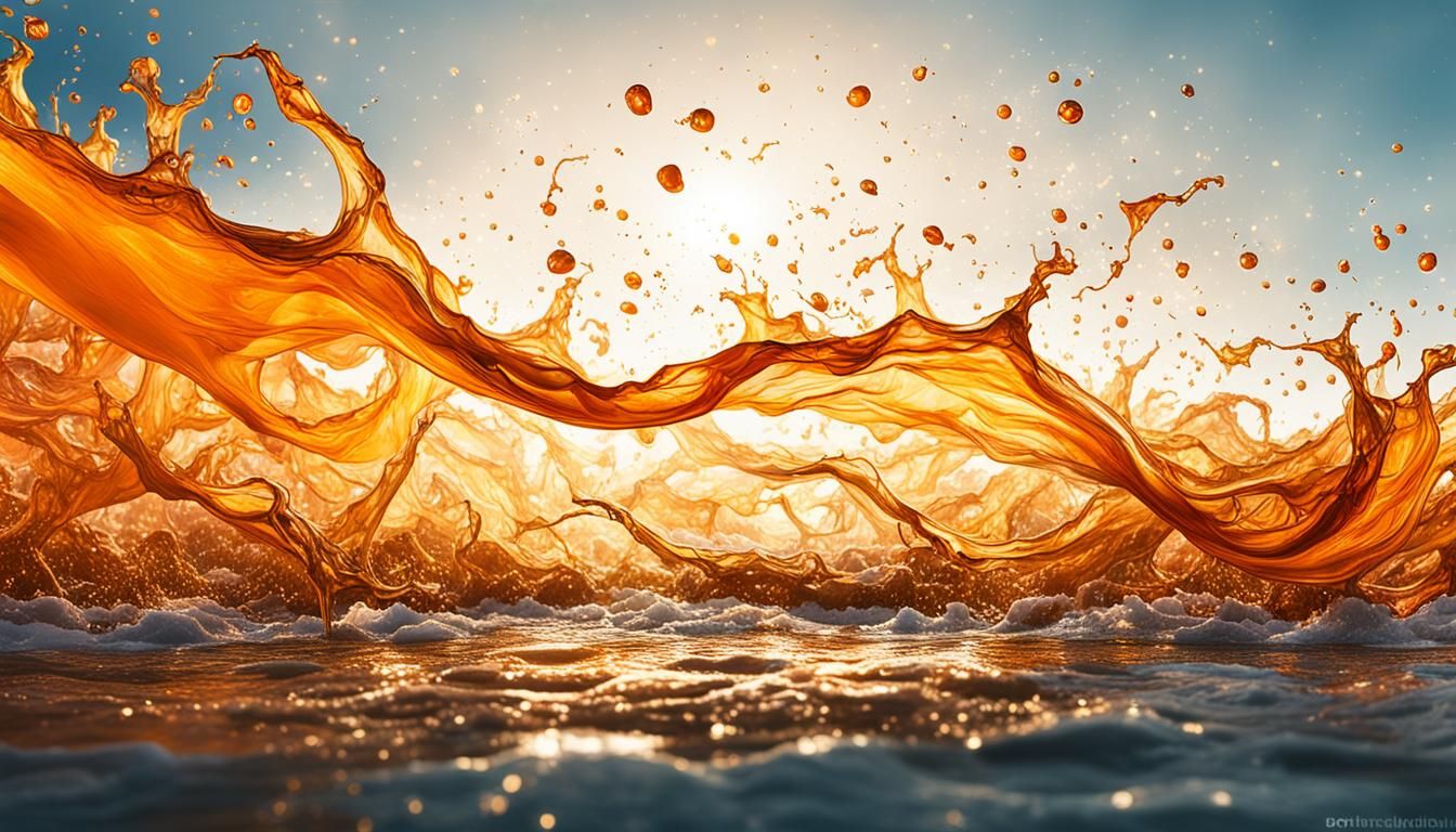 Vibrant Orange Juice Splash Art with Lens Flare